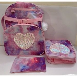 3PCS Sequin Unicorn Backpack for Kids Bookbag and Lunch Box -NEW